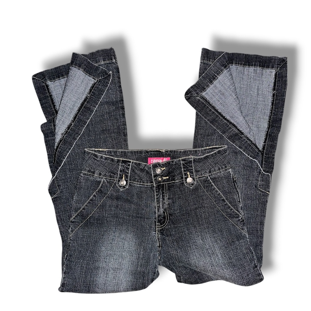 Zana Di Dark Wash Pocketless Split Bootcut Flare Jeans